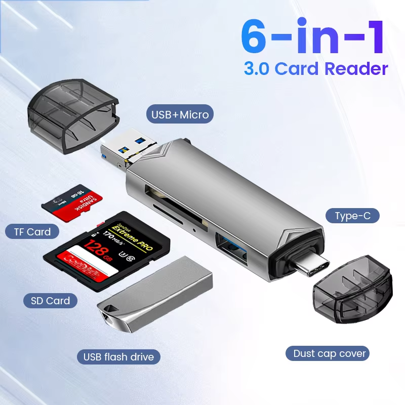 Card Reader para Tipo C Micro USB Universal OTG Adaptador Adaptador multifuncional SD TF de alta velocidade de transmissão - Imagem 2